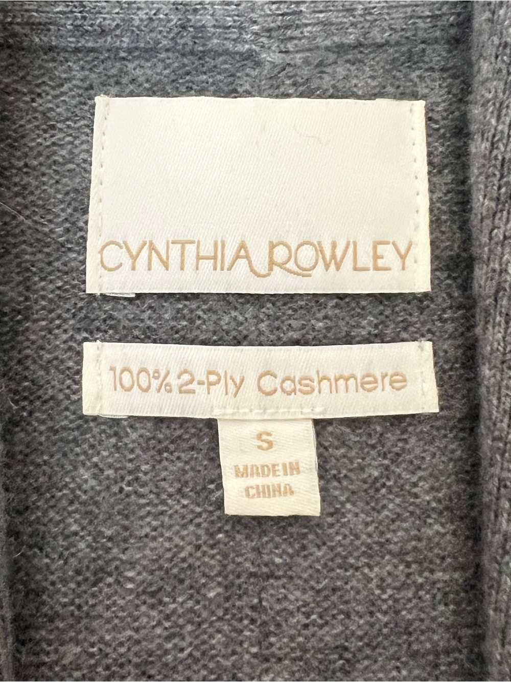 100% cashmere Cynthia Rowley Gray Shawl-Collar Button Front Cardigan - Picture 6 of 7